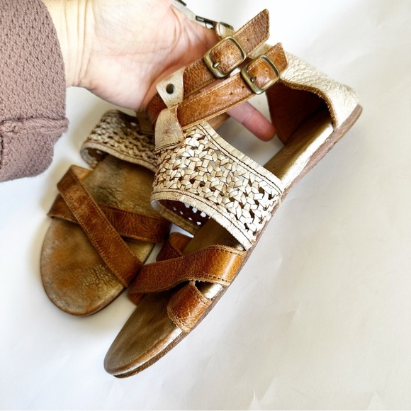 BED|STU Women’s Capriana Brown Tan Gold Sandals Strappy Flat Distressed Boho 10 - Picture 10 of 14